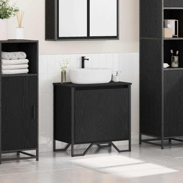 Waschbecken-Schrank Schwarze Eiche 60x35x60 cm Furniertes Holz