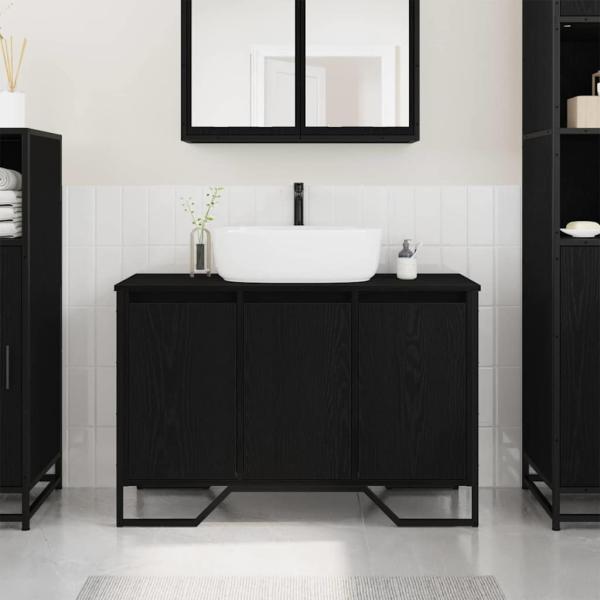 ARDEBO.de - Waschbeckenschrank Schwarzes Eichenholz 91x35x60 cm Holzwerkstoff