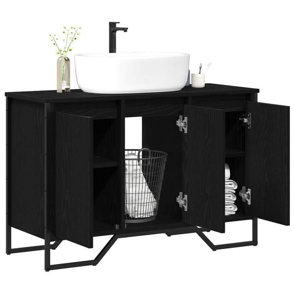 Waschbeckenschrank Schwarzes Eichenholz 91x35x60 cm Holzwerkstoff