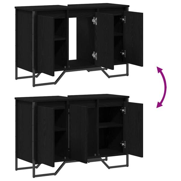Waschbeckenschrank Schwarzes Eichenholz 91x35x60 cm Holzwerkstoff