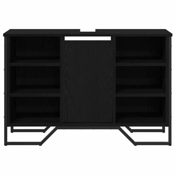 Waschbecken Schrank Schwarz Eiche 91x35x60 cm Holzwerkstoff