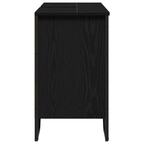 Waschbecken Schrank Schwarz Eiche 91x35x60 cm Holzwerkstoff