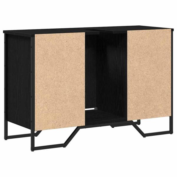 Waschbecken Schrank Schwarz Eiche 91x35x60 cm Holzwerkstoff