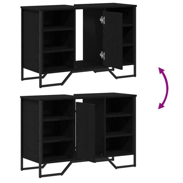 Waschbecken Schrank Schwarz Eiche 91x35x60 cm Holzwerkstoff