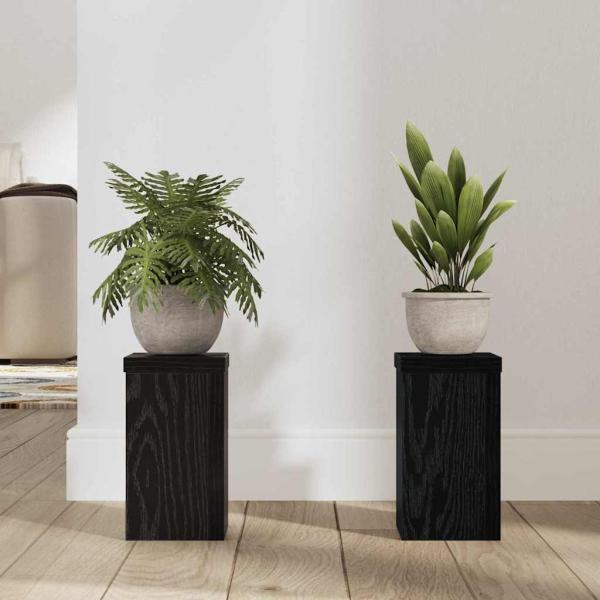 Schwarz-Eichen-Pflanzenständer Set von 2 Schwarz-Eiche Holz
