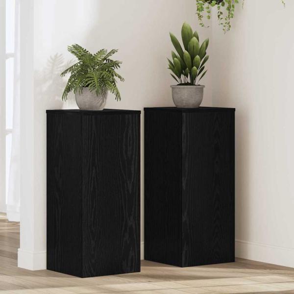 ARDEBO.de - Pflanzenständer 2 Stück Schwarz Eiche 30x30x70 cm Holzwerkstoff