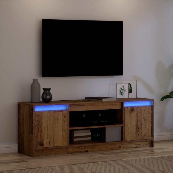 TV Schrank mit LED Altholz 139,5x34x50 cm Spanplatte
