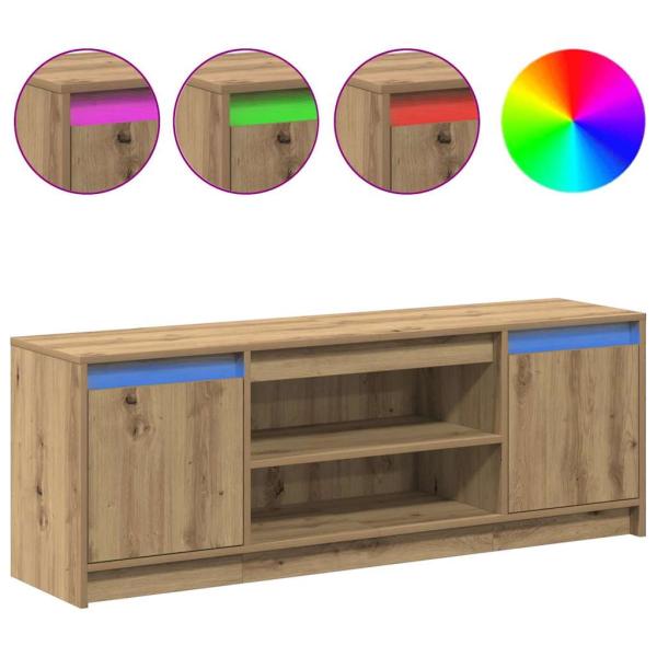 TV-Schrank mit LED Artisan Eiche 139,5x34x50 cm Holzwerkstoff