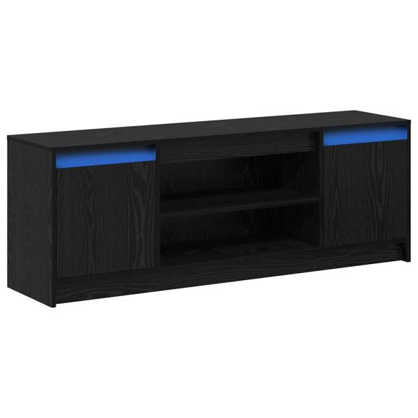 TV Schrank mit LED Schwarz Eiche 139,5x34x50 cm Holzwerkstoff