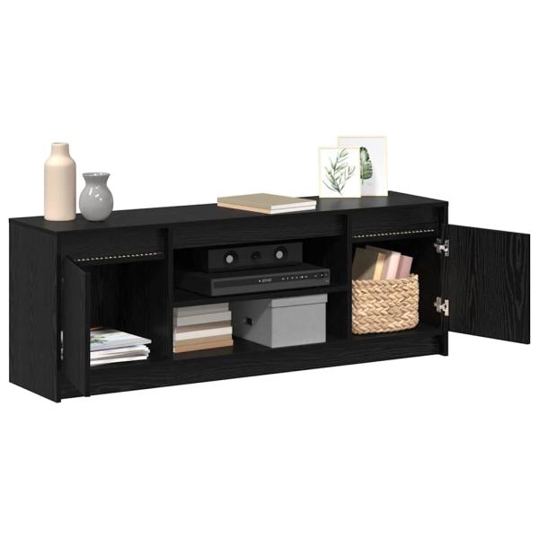 TV Schrank mit LED Schwarz Eiche 139,5x34x50 cm Holzwerkstoff