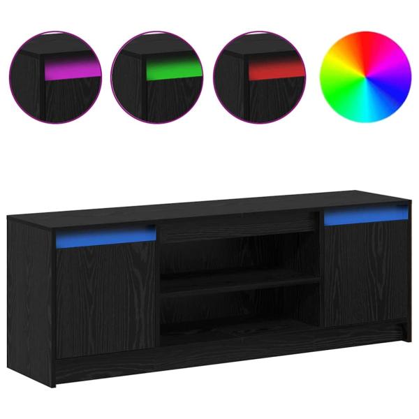 TV Schrank mit LED Schwarz Eiche 139,5x34x50 cm Holzwerkstoff