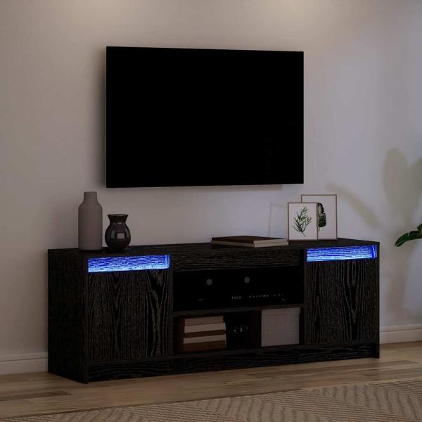TV Schrank mit LED Schwarz Eiche 139,5x34x50 cm Holzwerkstoff
