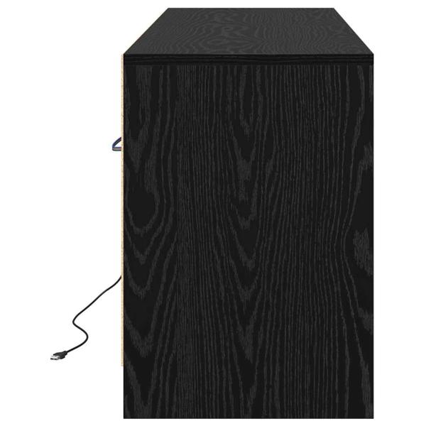 TV Schrank mit LED Schwarz Eiche 139,5x34x50 cm Holzwerkstoff