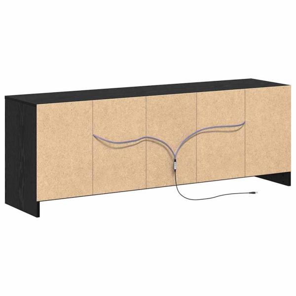 TV Schrank mit LED Schwarz Eiche 139,5x34x50 cm Holzwerkstoff