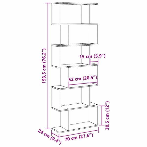 Bücherregal Schwarz Eiche 70x24x193.5 cm Ingenieure Holz