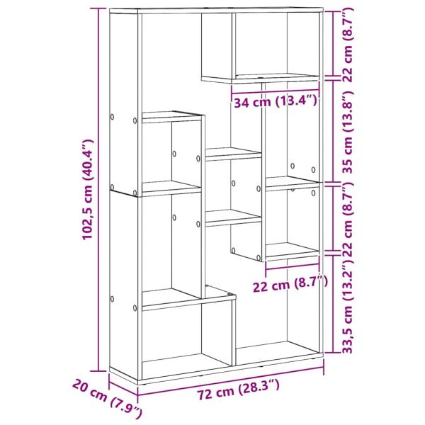 Bücherregal Artisan Oak 72x20x120 cm Holzwerkstoff