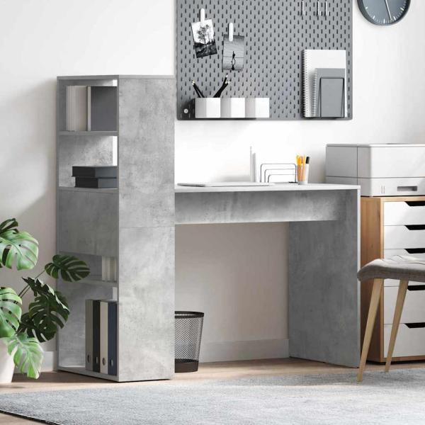 ARDEBO.de - Schreibtisch mit Stauraum Beton Grau 113x54x120 cm Holzwerkstoff