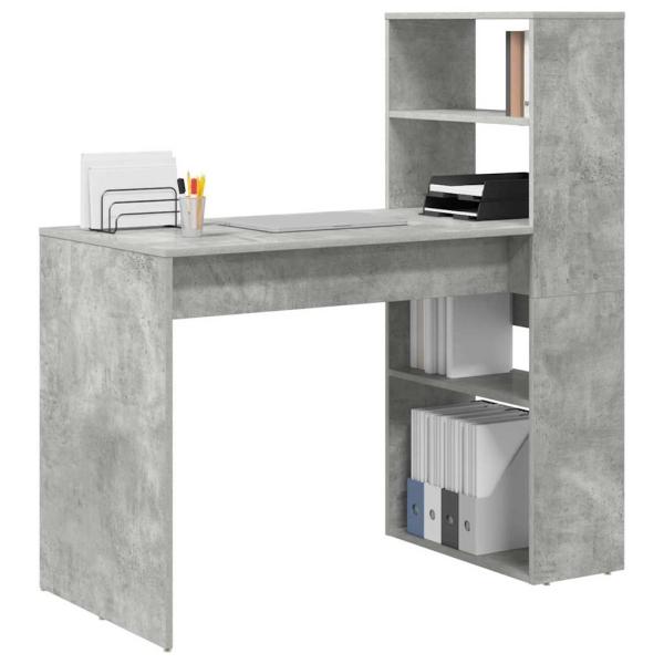 Schreibtisch mit Stauraum Beton Grau 113x54x120 cm Holzwerkstoff