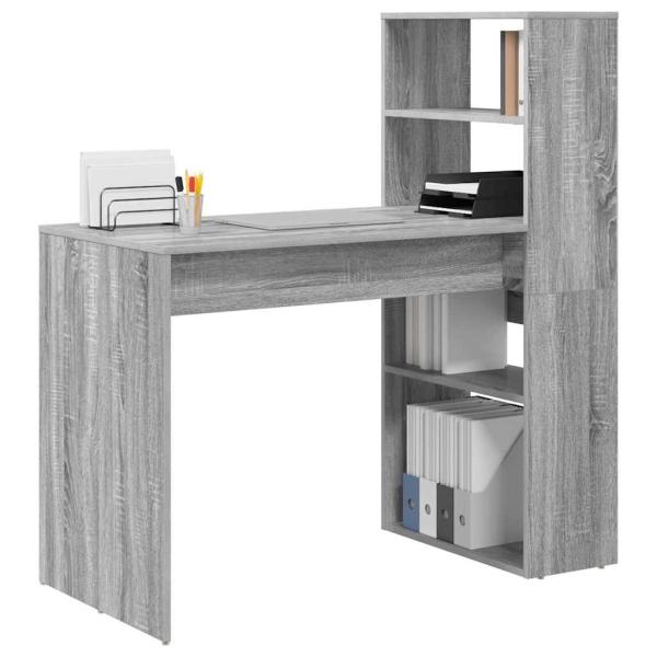 Schreibtisch mit Stauraum Grauer Sonoma 113x54x120 cm Holzwerkstoff
