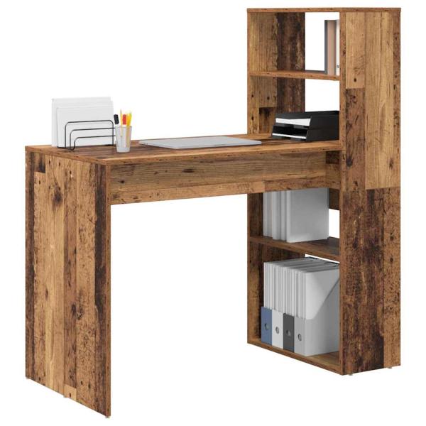 Schreibtisch mit Stauraum Alter Holz 113x54x120 cm Spanplatte