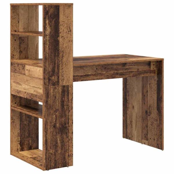 Schreibtisch mit Stauraum Alter Holz 113x54x120 cm Spanplatte