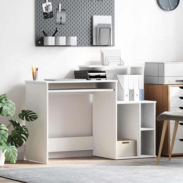 ARDEBO.de - Schreibtisch mit Stauraum Weiß 120.5x44x88.5 cm Holzwerkstoff
