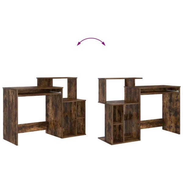Schreibtisch mit Stauraum rauchige Eiche 120.5x44x88.5 cm Holzwerkstoff