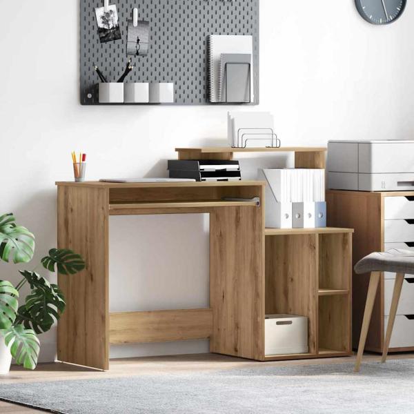 ARDEBO.de - Schreibtisch mit Stauraum Kunsthandwerker Eiche 120,5 x 44 x 88,5 cm Holzwerkstoff