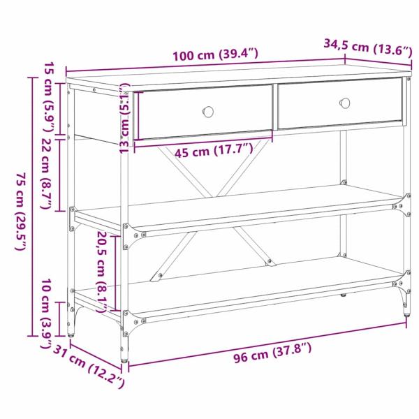 Konsolentisch Schwarze Eiche 100x34.5x75 cm Holzwerkstoff
