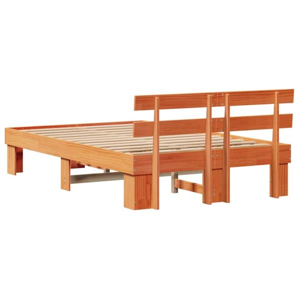Bettgestell mit Kopfteil Wachsbraun 140x190 cm Massivholz Kiefer