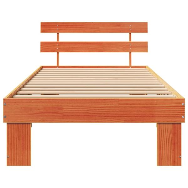 Bettgestell mit Kopfteil Wachsbrown 75x190 cm Massivholz Kiefer