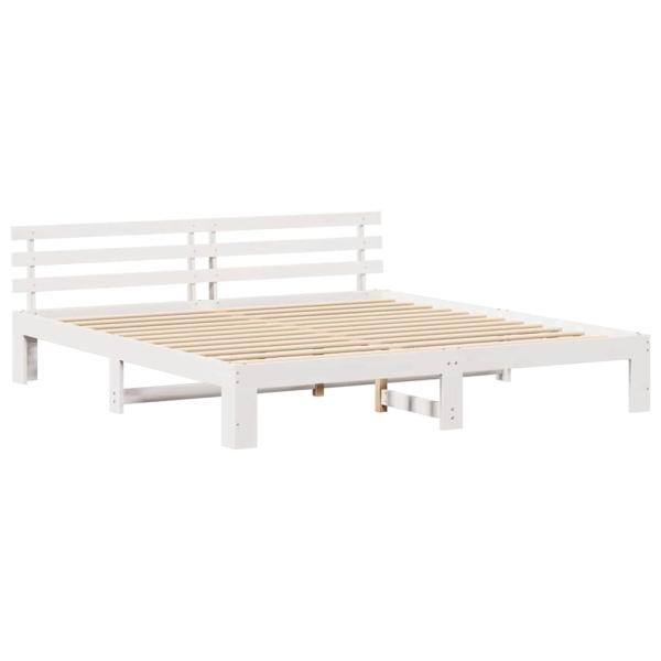 Weißes Bettgestell Weiß Massivholz 200 x 200 cm