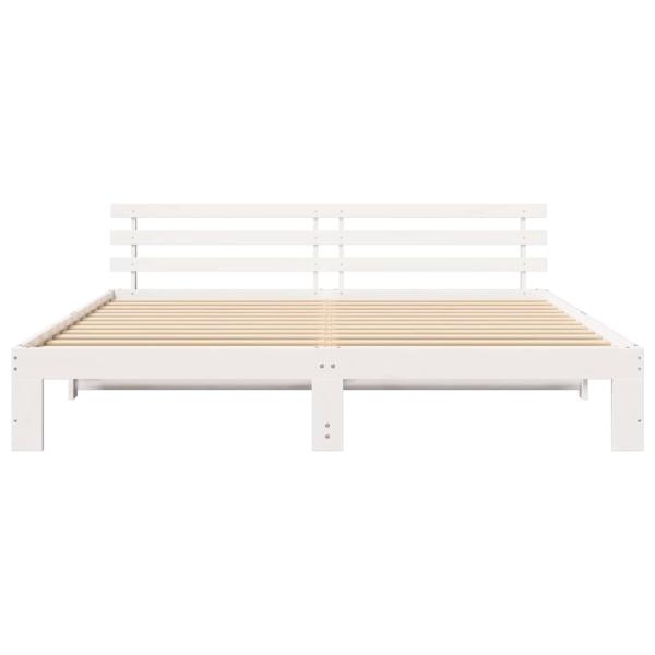 Weißes Bettgestell Weiß Massivholz 200 x 200 cm