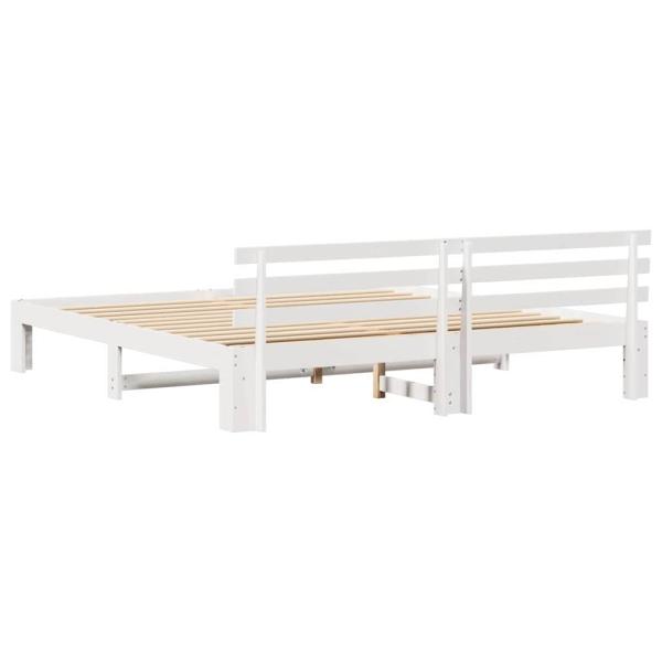 Weißes Bettgestell Weiß Massivholz 200 x 200 cm