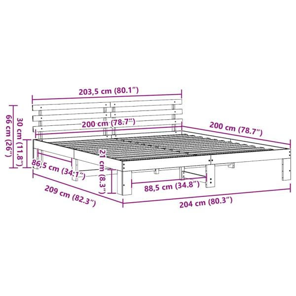 Weißes Bettgestell Weiß Massivholz 200 x 200 cm