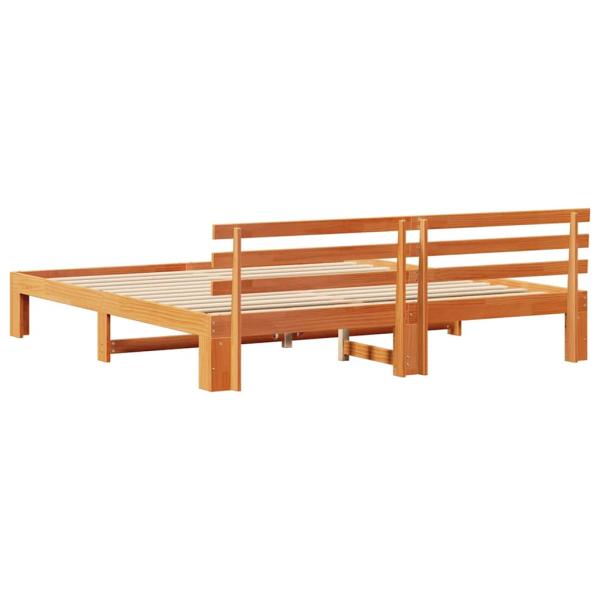 Kiefer Bettgestell Wachsbraun Massivholz 200 x 200 cm