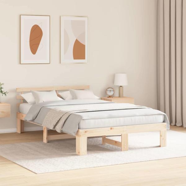 Kiefernholz Bettgestell Natürliches Holz Massivholz 140 x 190 cm