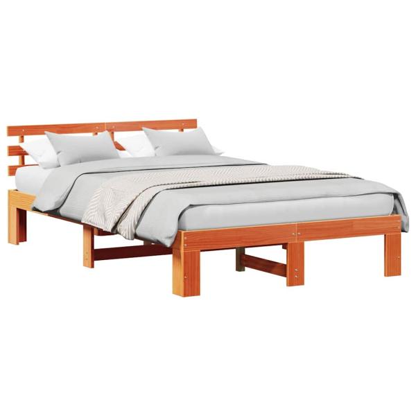 Kiefer Holz Bettgestell Wachsbraun Massivholz 135 x 190 cm