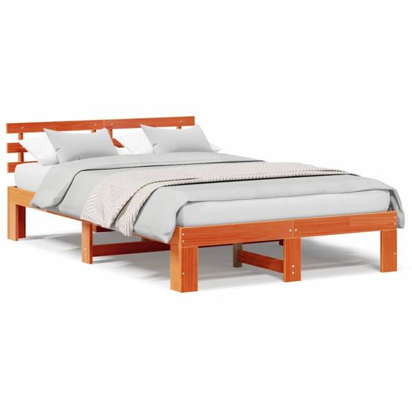 Kiefer Holz Bettgestell Wachsbraun Massivholz 135 x 190 cm