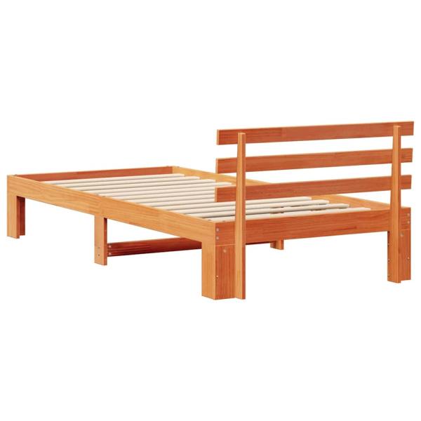 Holz Bettgestell Wachs Braun Massivholz 100 x 200 cm Langlebig