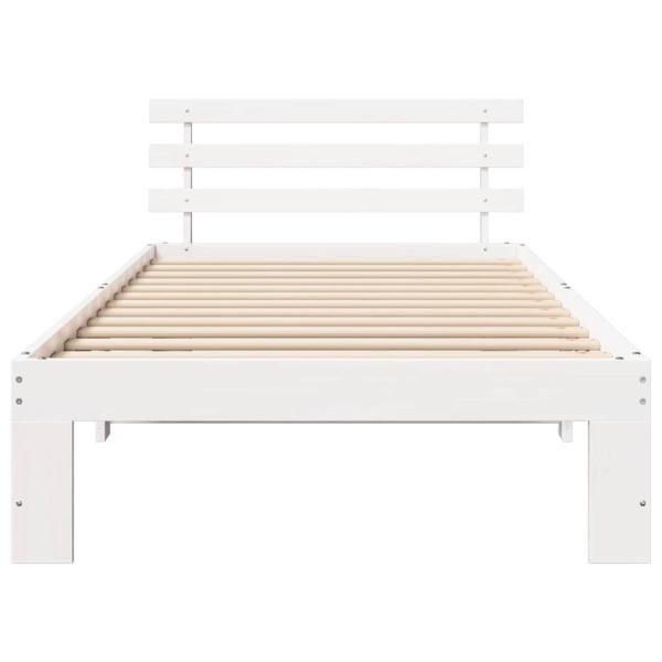 Kiefernholz-Bettgestell Weiß Holz 80 x 200 cm Weißer Bettrahmen