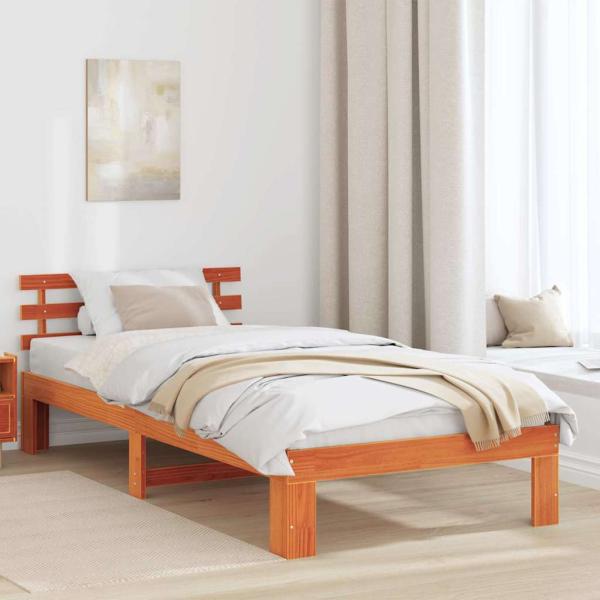 ARDEBO.de - Kiefer Bettgestell Wachsbrown Massivholz Kiefer 75 x 190 cm