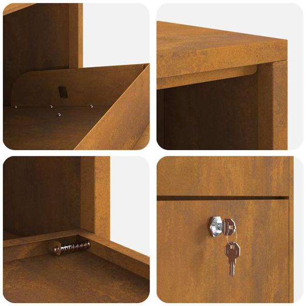 Paketeinwurfbox 44x22x82 cm Verwitterter Stahl