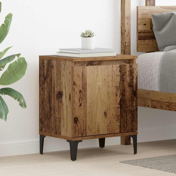 ARDEBO.de - Alter Holz Nachttisch Altes Holz Massivholz, Metall 40 x 30 x 50 cm