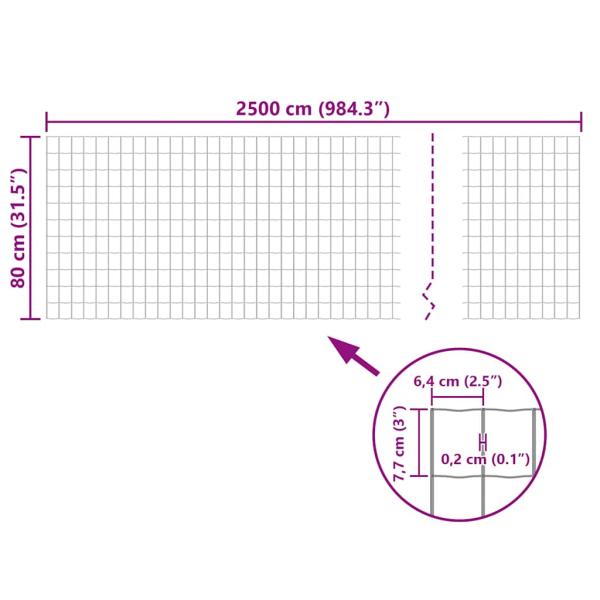 Eurozaun Stahl 25 x 0,8 m Grau