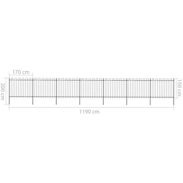 Gartenzaun mit Bügel-Design Stahl 11,9 x 1,5 m Schwarz