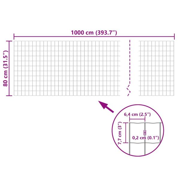 Eurozaun Stahl 10 x 0,8 m Grau