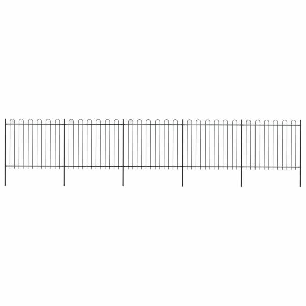 ARDEBO.de - Gartenzaun mit Bügel-Design Stahl 8,5 x 1,5 m Schwarz