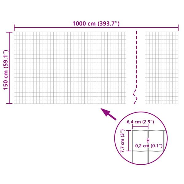 Eurozaun Stahl 10 x 1,5 m Grau