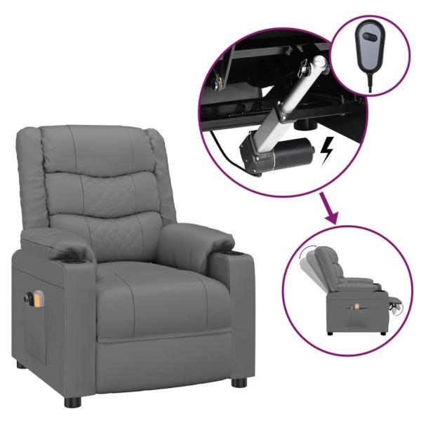 Massagesessel Elektrisch Grau Kunstleder